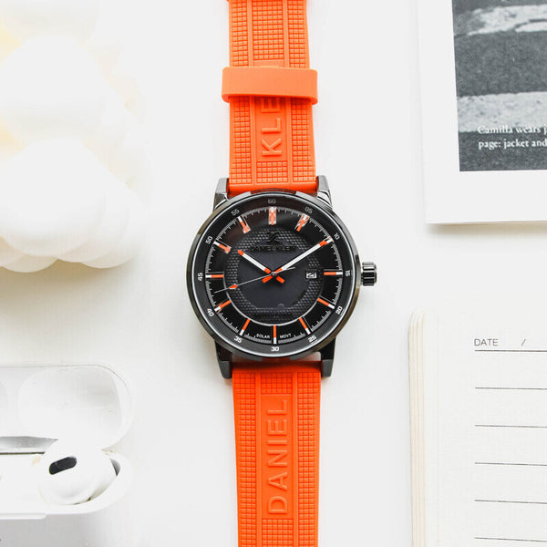 Daniel Klein Solar Men's Analog Watch DK.1.13198-5 Orange Silicone Strap Watch | Watch for Men