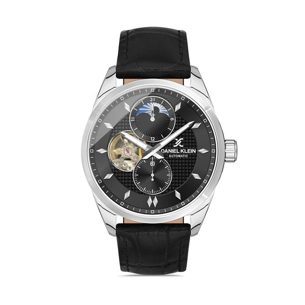 Daniel Klein Skeleton Men's Chronograph Watch DK.1.13440-2 Black Leather Strap Men Watch | Watch for Men