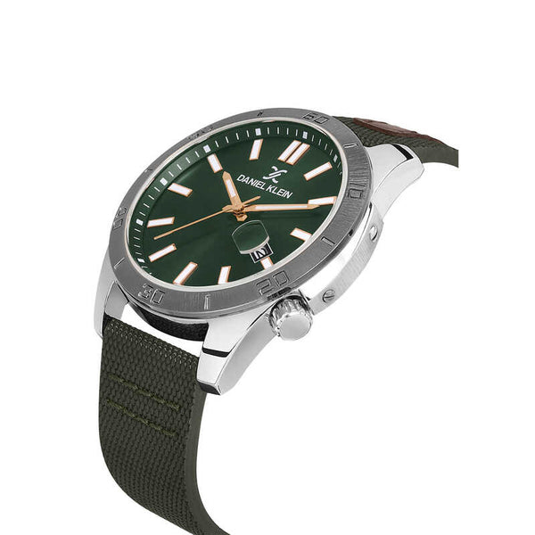 Daniel Klein Premium Men's Analog Watch DK.1.13515-3 Green with Leather Strap | Watch for Men