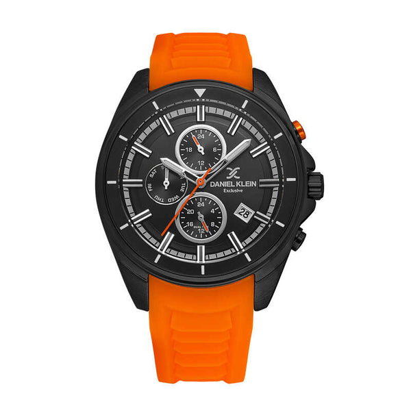 Daniel Klein Exclusive Men's Chronograph Watch DK.1.13551-5 Orange with Silicone Strap | Watch for Men