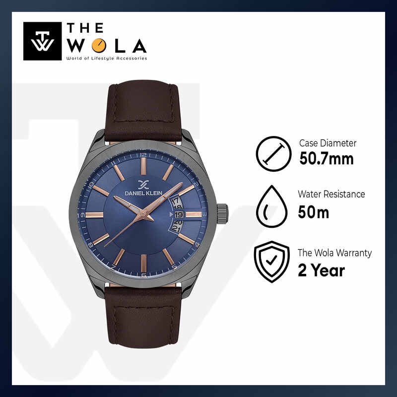 Daniel Klein Premium Men's Analog Watch DK.1.13555-4 Brown with Leather Strap | Watch for Men
