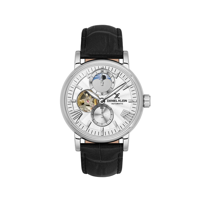 Daniel Klein Automatic Skeleton Men s Chronograph Watch DK.1.13563 1 Black with Leather Strap Watch for Men The Wola