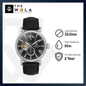 Daniel Klein Automatic Skeleton Men's Chronograph Watch DK.1.13563-2 Black with Leather Strap | Watch for Men