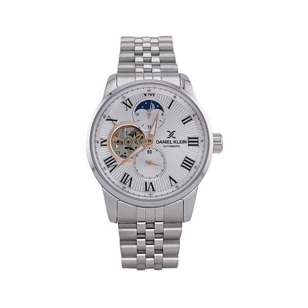 Daniel Klein Automatic Skeleton Men's Chronograph Watch DK.1.13564-1 Silver with Stainless Steel Strap | Watch for Men
