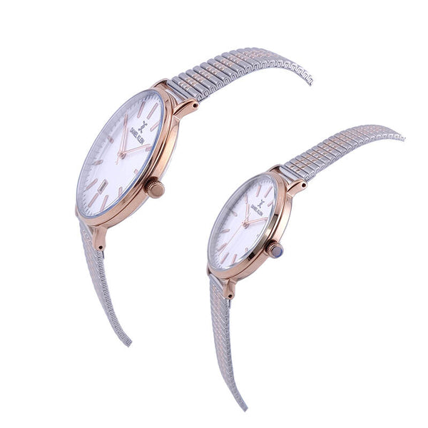 Daniel Klein Pair Couple's Analog DK.1.13577-4 Watch with Silver Mesh Strap | Watch For Men and Women