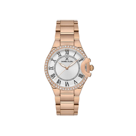 Daniel Klein Premium Women's Analog Watch Rose Gold Genuine Leather Strap DK.1.13603-5