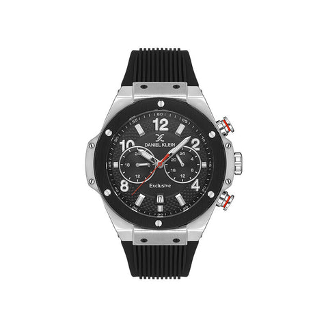 Daniel Klein Exclusive Men's Chronograph Watch Black Silicone Strap DK.1.13615-1