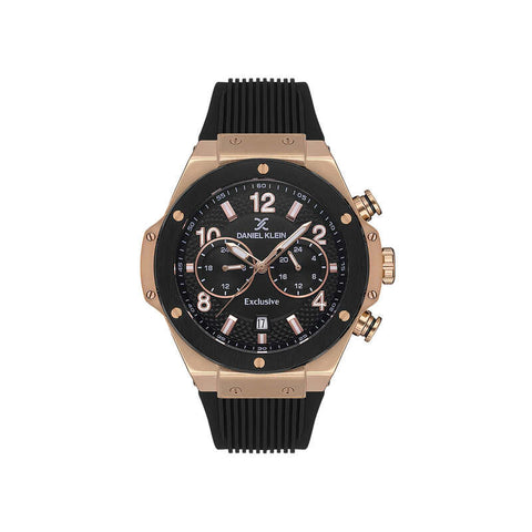 Daniel Klein Exclusive Men's Chronograph Watch Black Silicone Strap DK.1.13615-6