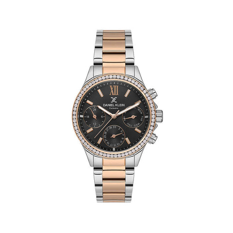 Daniel Klein Premium Women's Chronograph Watch Rose Gold Stainless Steel Strap DK.1.13617-5