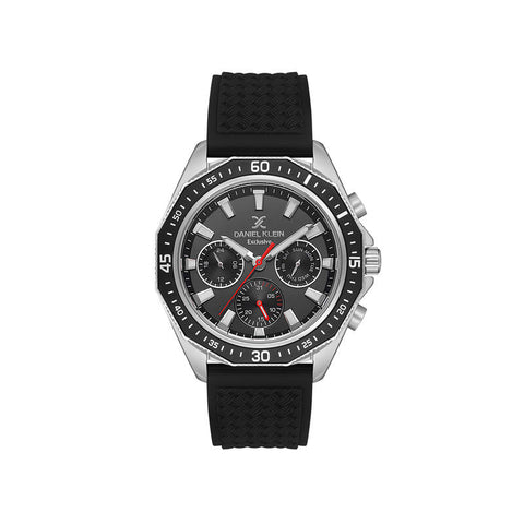 Daniel Klein Exclusive Men's Chronograph Watch Black Silicone Strap DK.1.13639-1