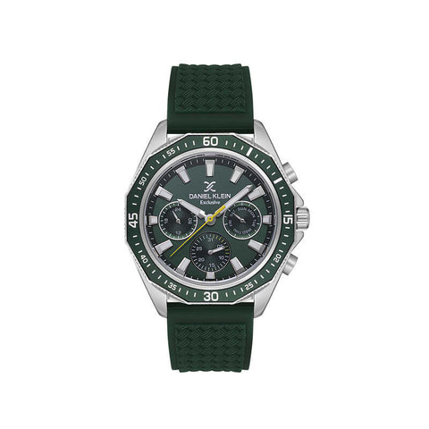 Daniel Klein Exclusive Men's Chronograph Watch Green Silicone Strap DK.1.13639-2