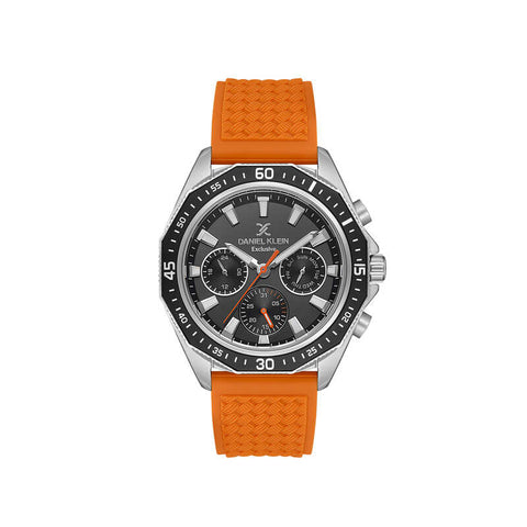 Daniel Klein Exclusive Men's Chronograph Watch Orange Silicone Strap DK.1.13639-3
