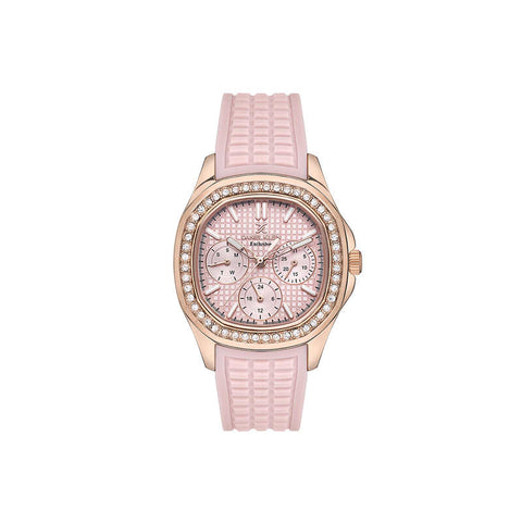 Daniel Klein Exclusive Women's Chronograph Watch Pink Genuine Leather Strap DK.1.13665-4