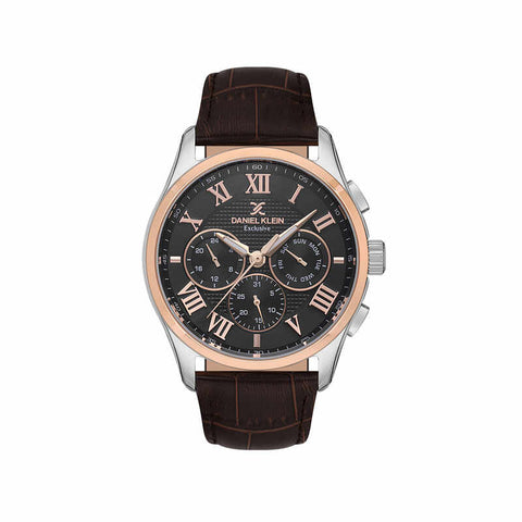 Daniel Klein Exclusive Men Chronograph Watch DK.1.13676-5 Brown Leather Strap