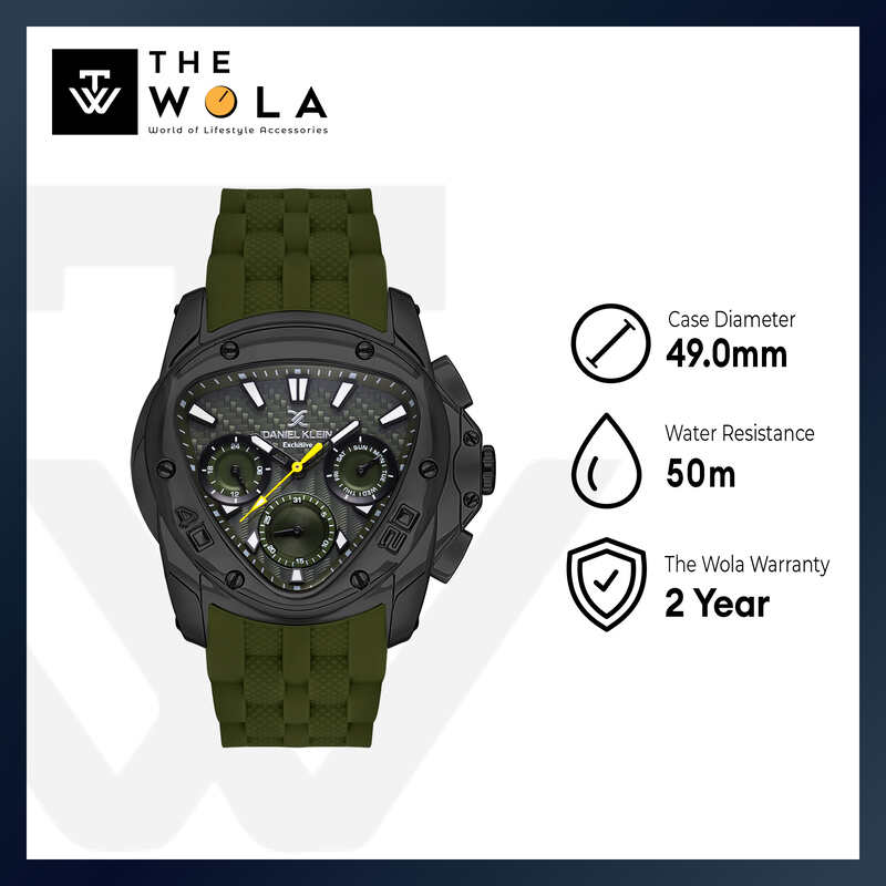 Daniel Klein Exclusive Men's Chronograph Watch Green Silicone Strap DK.1.13679-3