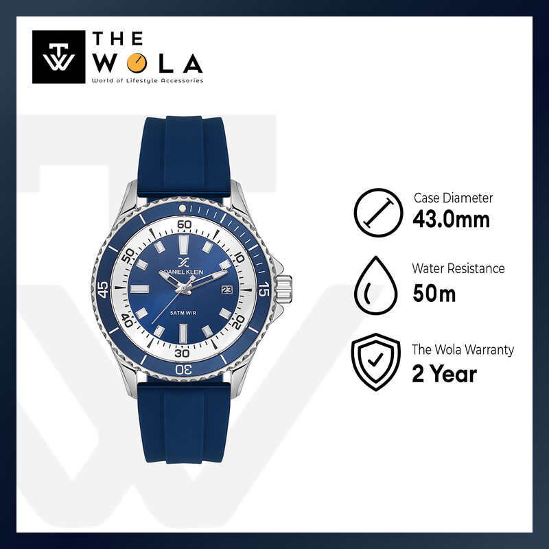 Daniel Klein Premium Men's Analog Watch Blue Silicone Strap DK.1.13683-2
