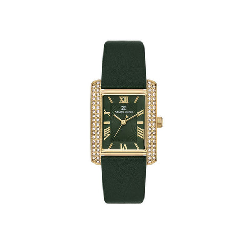 Daniel Klein Premium Women Analog Watch DK.1.13896-2 Green Genuine Leather Strap