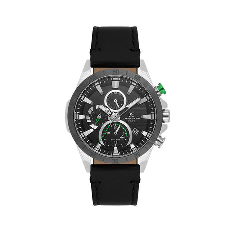 Daniel Klein Exclusive Men's Chronograph Watch Black Genuine Leather  DK.1.13993