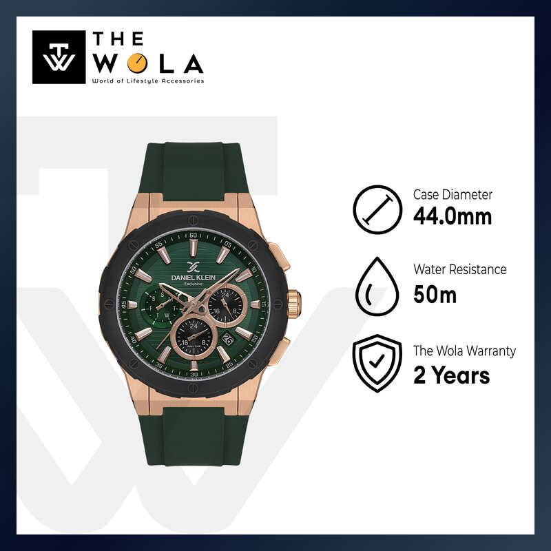 Daniel Klein Exclusive Men's Chronograph Watch Green Silicone DK.1.13997-4