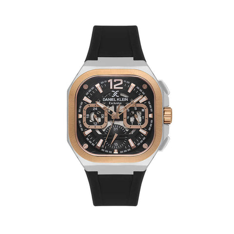 Daniel Klein Exclusive Men's Chronograph Watch Black Silicone  DK.1.14008