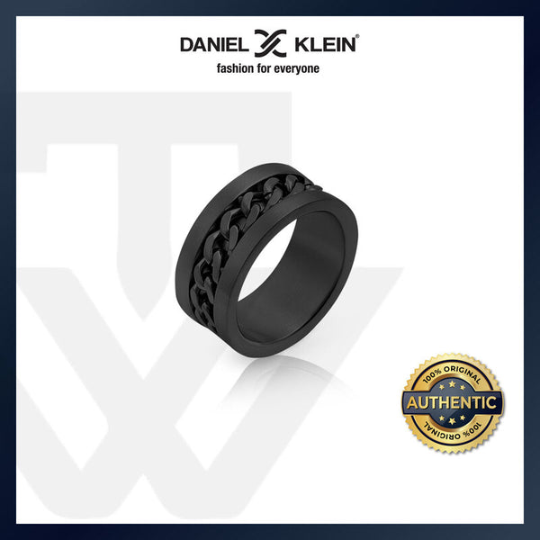 Daniel Klein Inner Chain Men's Black Stainless Steel Ring DKJ.2.2000-L-2