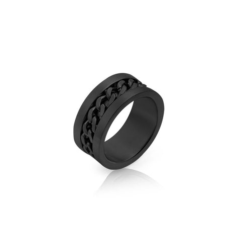 Daniel Klein Inner Chain Men's Black Stainless Steel Ring DKJ.2.2000-L-2