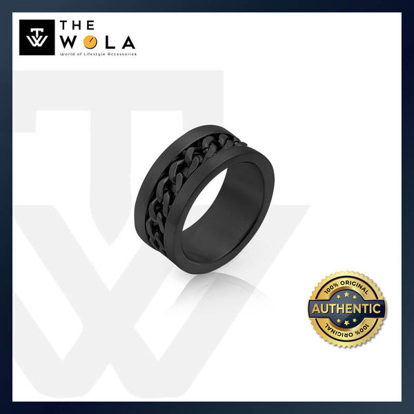 Daniel Klein Inner Chain Men's Black Stainless Steel Ring DKJ.2.2000-M-2