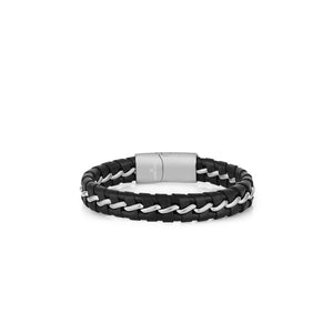 Daniel Klein Men's Bracelet DKJ.5.2004-1 Black Cowhide Braided Men Bangle