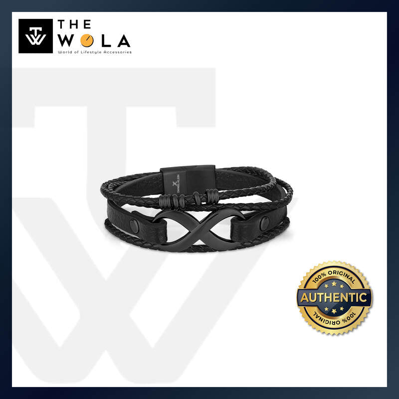Daniel Klein Infinity Men's Bracelet DKJ.5.2005-2 Black Multi Layer Leather Men Bangle