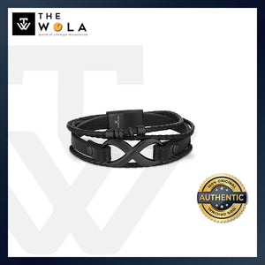 Daniel Klein Infinity Men's Bracelet DKJ.5.2005-2 Black Multi Layer Leather Men Bangle