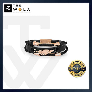 Daniel Klein Foliage Men's Bracelet DKJ.5.2007-3 Rose Gold Multi Layer Leather Men Bangle