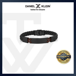 Daniel Klein Men's Bracelet DKJ.5.2009-2 Black Cowhide Braided Leather Men Bangle