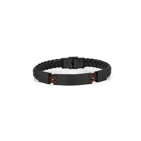 Daniel Klein Men's Bracelet DKJ.5.2009-2 Black Cowhide Braided Leather Men Bangle