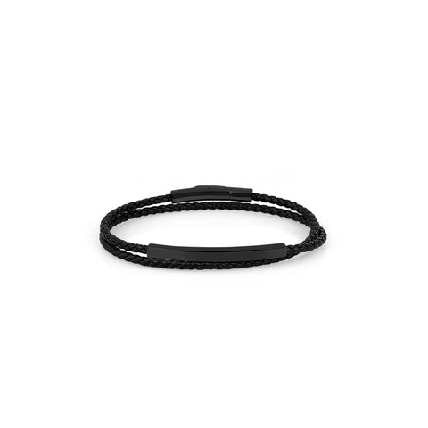 Daniel Klein Men's Bracelet DKJ.6.3026-2 Black Cowhide Slim Braided Multi Layer Leather Men Bangle