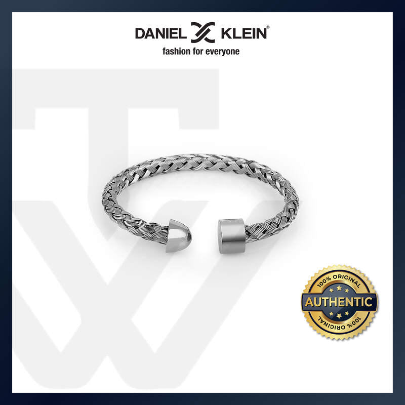Daniel Klein Men's Adjustable Bracelet DKJ.6.3030-1 Silver Braided Stainless Steel Chain Cuff
