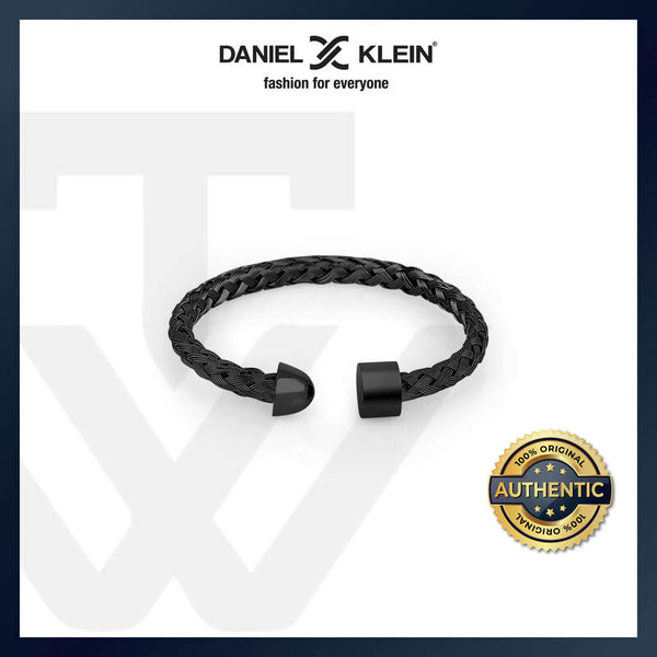 Daniel Klein Men's Adjustable Bracelet DKJ.6.3030-2 Black Braided Stainless Steel Chain Cuff