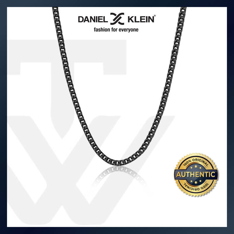 Daniel Klein Men's Necklace DKJ.6.3045-2 Black Stainless Steel Curb Chain Necklace