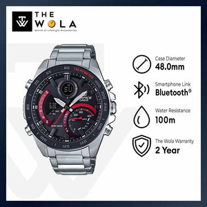 Edifice ECB-900DB-1A Men's Analog-Digital Watch - Smartphone Link Series with Stainless Steel Band