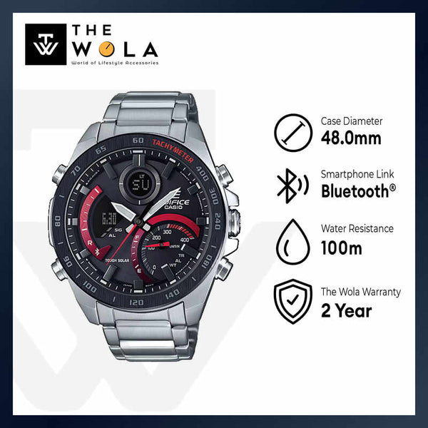 Edifice ECB-900DB-1A Men's Analog-Digital Watch - Smartphone Link Series with Stainless Steel Band