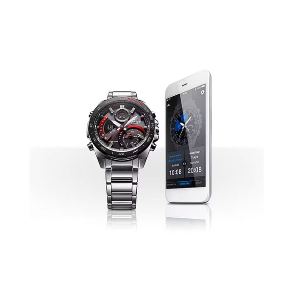 Edifice ECB-900DB-1A Men's Analog-Digital Watch - Smartphone Link Series with Stainless Steel Band