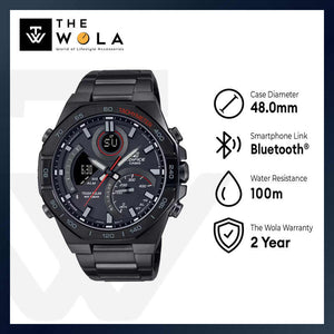 Edifice ECB-950DC-1A Men's Solar Power Bluetooth® Watch with Black Stainless Steel Band