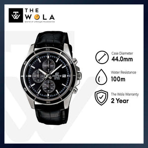 Edifice Men's Chronograph Watch EFR-526L-1AV Black Genuine Leather Band Man Watch