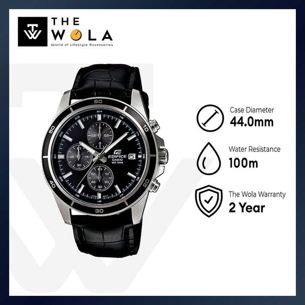 Edifice Men's Chronograph Watch EFR-526L-1AV Black Genuine Leather Band Man Watch