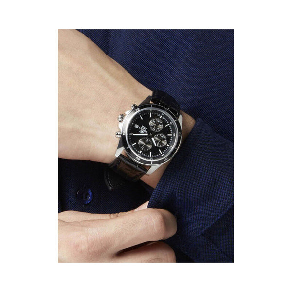 Edifice Men's Chronograph Watch EFR-526L-1AV Black Genuine Leather Band Man Watch