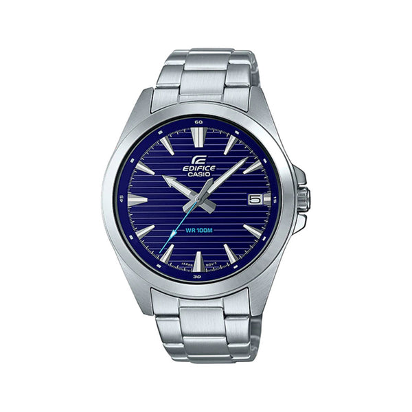 Edifice Men's Analog Watch EFV-140D-2AV Blue Dial with Silver Stainless Steel Band Watch for Men