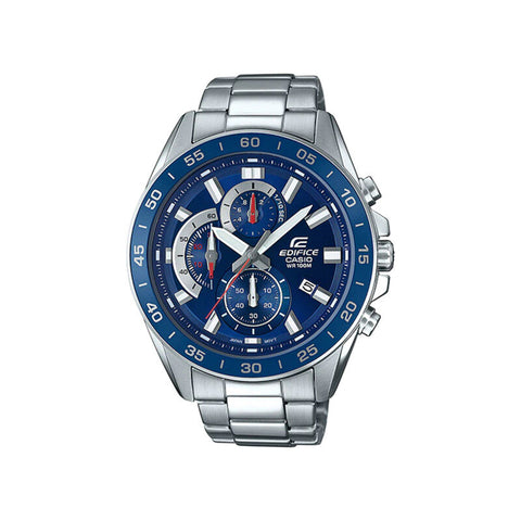 Edifice EFV-550D-2AV Men's Chronograph Watch Blue dial with Silver Stainless Steel