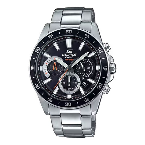 Edifice EFV-570D-1AV Men's Chronograph Watch Black dial with Silver Stainless Steel