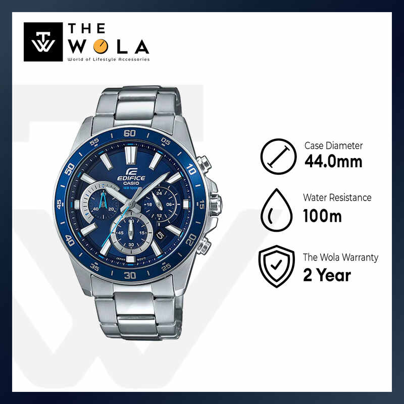 Edifice EFV-570D-2A Men's Chronograph Watch Blue dial with Silver Stainless Steel