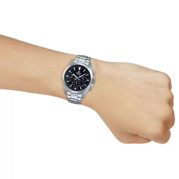 Edifice Men's Chronograph Watch EFV-630D-1AV Black dial with Silver Stainless Steel Watch For Men