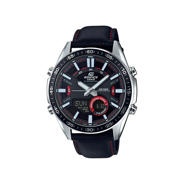 Casio Edifice Men's Analog-Digital EFV-C100L-1AVDF Black Leather Watch
